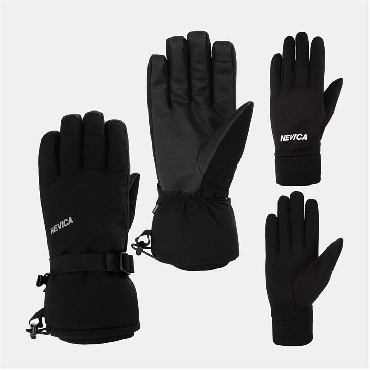 Nevica Men's Black 3-In-1 Ski Gloves in Size L, Sports Direct