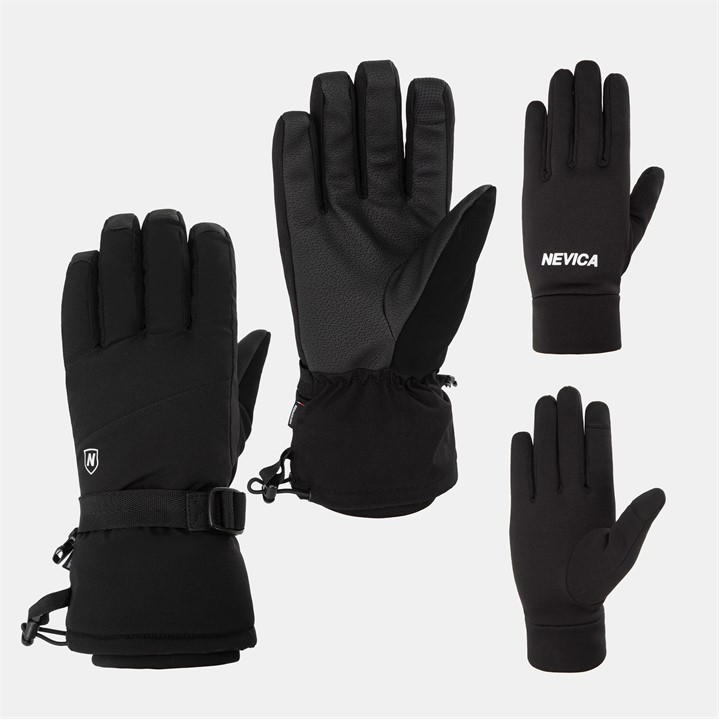 Nevica Women' Black 3-In-1 Ski Gloves in Size S, Sports Direct