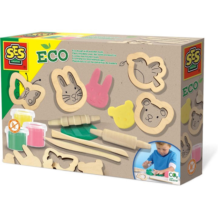 Ses Creative Unisex Kids Multi Eco Dough With Wooden Tools