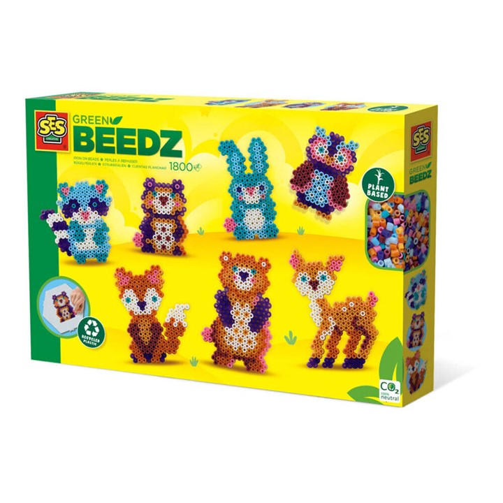Ses Creative Unisex Kids Multi Green Beedz - Iron On Beads Set Forest Animals -