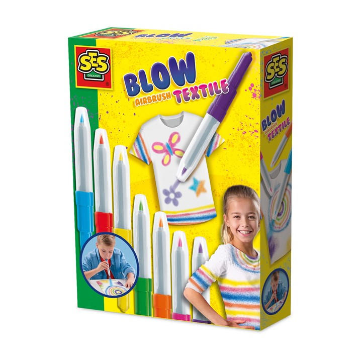 Ses Creative Unisex Kids Multi Blow Airbrush Pens - Textile