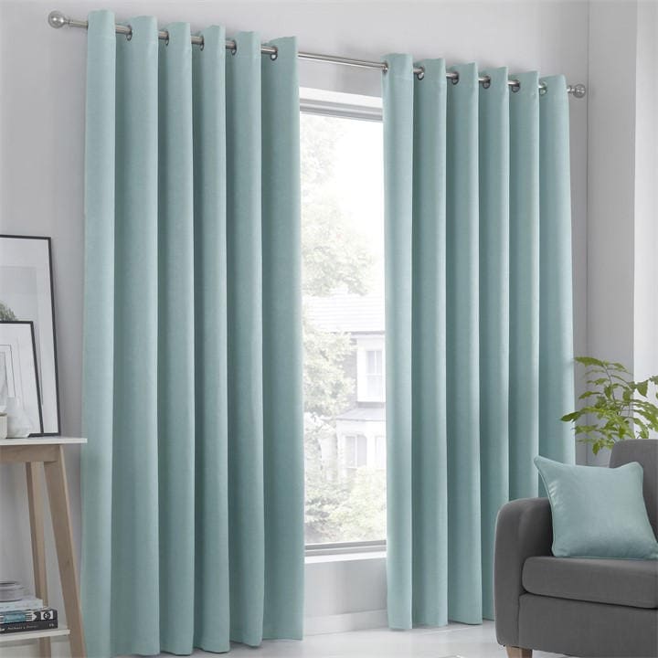 Fusion Unisex Green Strata Dim Out Self Lined Eyelet Curtains