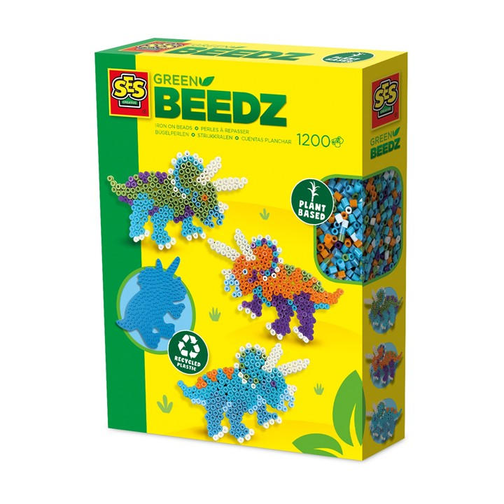 Ses Creative Unisex Kids Multi Green Beedz - Iron On Beads Set Triceratops Dino