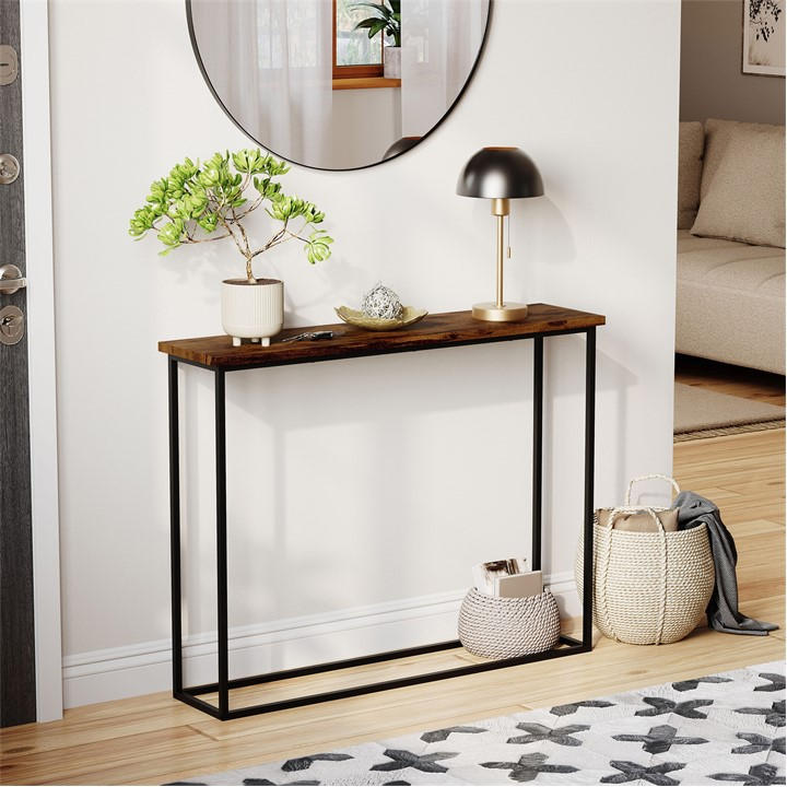 Lassic Rustic Brown & Black Vida Designs Console Table With Metal Legs, Sports Direct