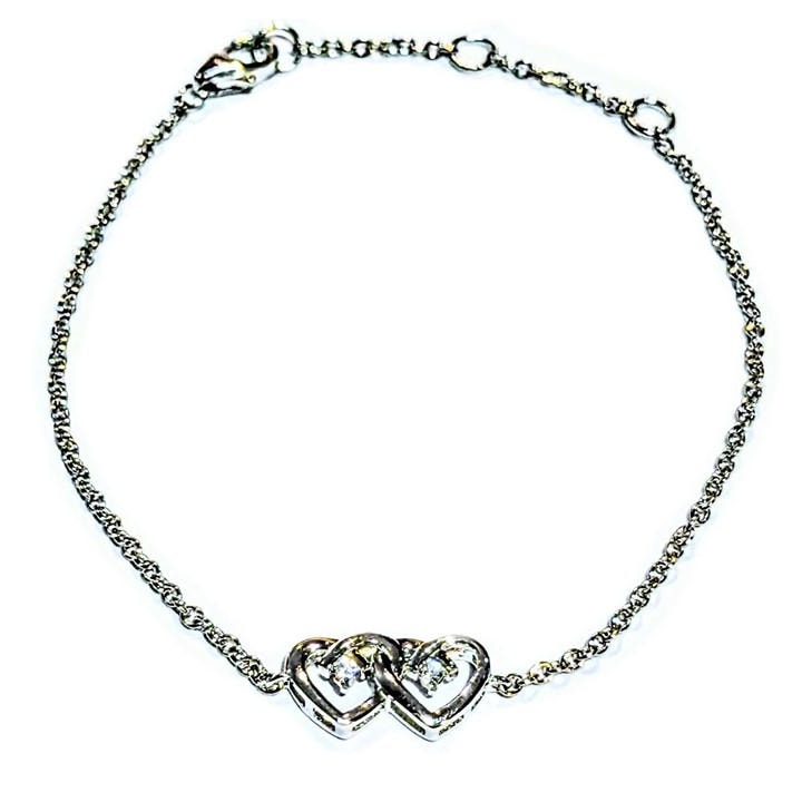 Espree Women's Silver Cz Heart Bracelet, Sports Direct