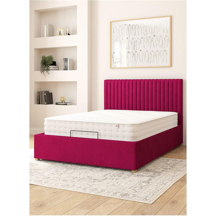 Aspire  Pink Grant Adjustable Bed & Mattress Plush Velvet Fabr in Size King, Sports Direct