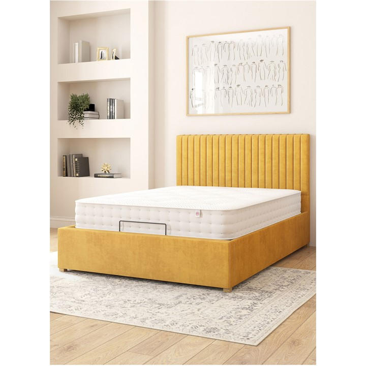 Aspire  Yellow Grant Adjustable Bed & Mattress Plush Velvet Fabr in Size King, Sports Direct