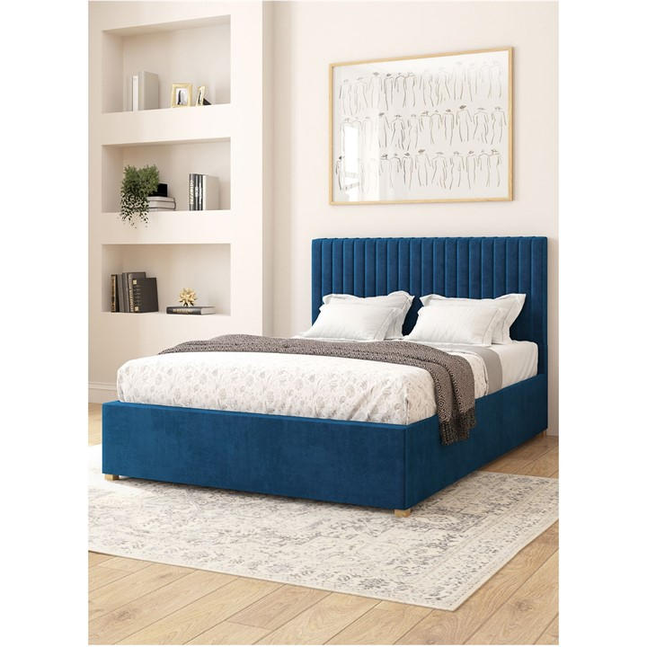 Aspire  Blue Grant Adjustable Bed & Mattress Plush Velvet Fabr in Size King, Sports Direct