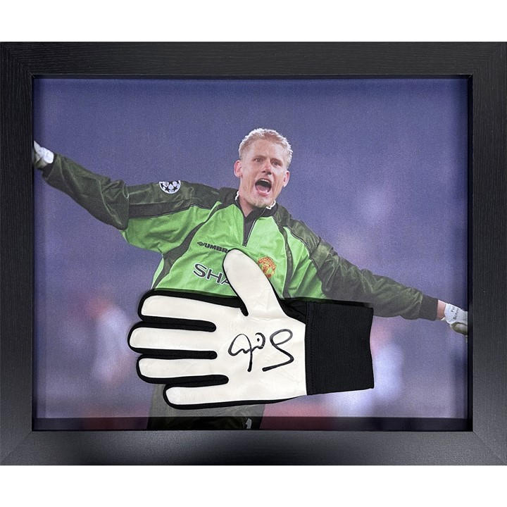 Allstarsignings Ltd  Red Peter Schmeichel Signed & Framed Goalkeeper Glove, Sports Direct