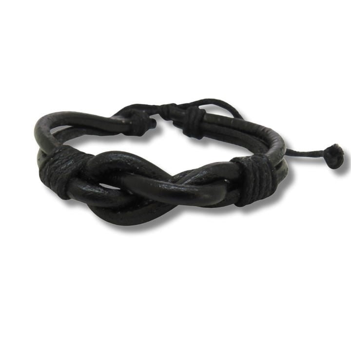 Aye Do Gifts Men's Black Leather Knot Bracelet, Sports Direct