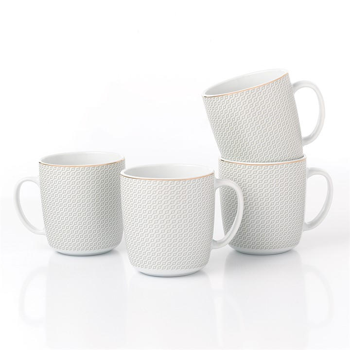 Waterside Unisex Multi 4Pc Diamond Gold Band Mug Set