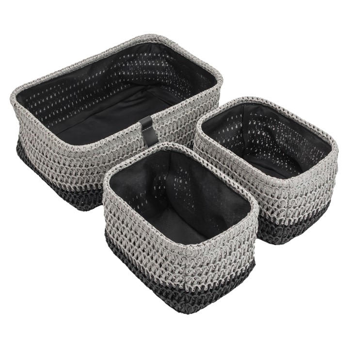 Jvl  Grey Kenzi Set Of 3 Rectangular Storage Baskets, Sports Direct