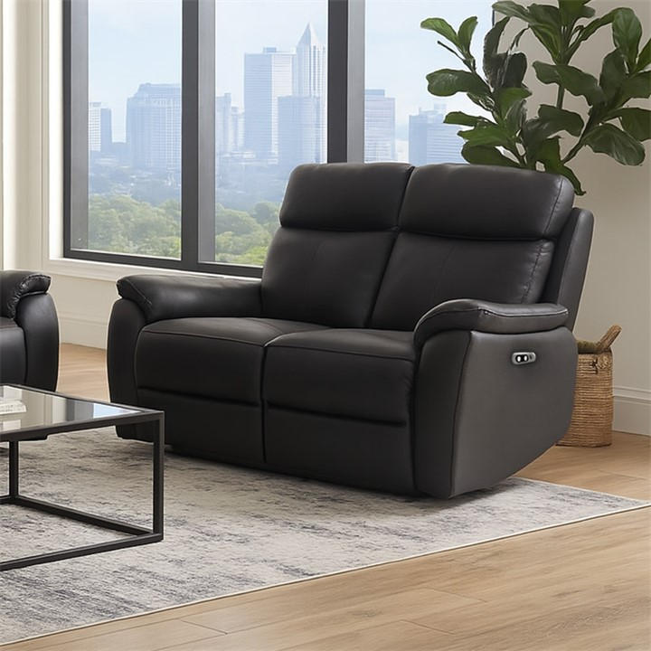 Aspire  Black Kingsmere 2 Seater Power Recliner Sofa, Sports Direct