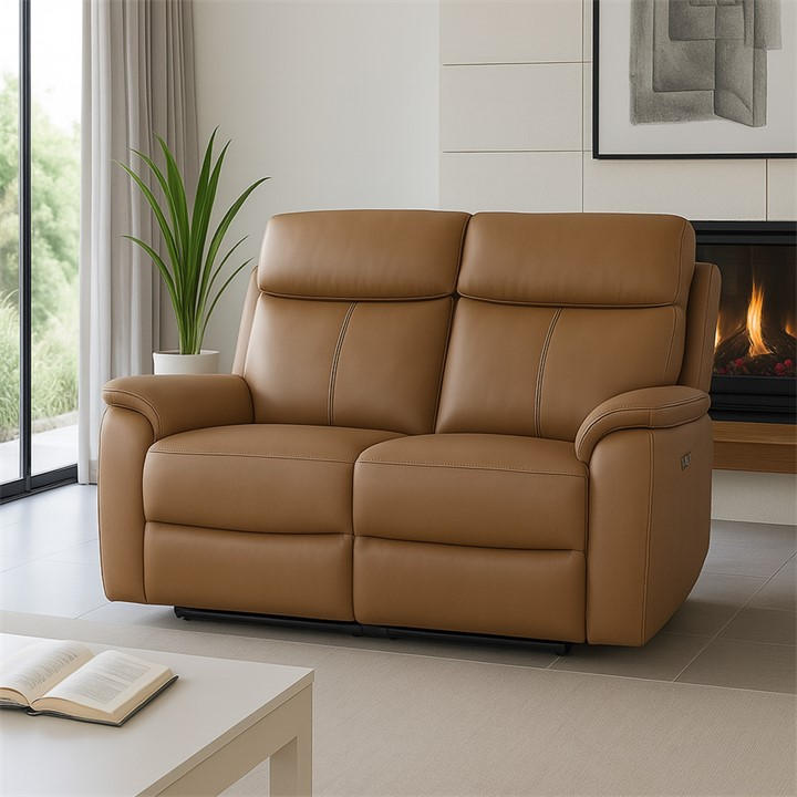Aspire Brown Kingsmere 2 Seater Power Recliner Sofa, Sports Direct