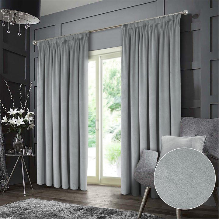Alan Symonds  Grey Montreal Taped Top Curtains in Size 114x137cm, Sports Direct