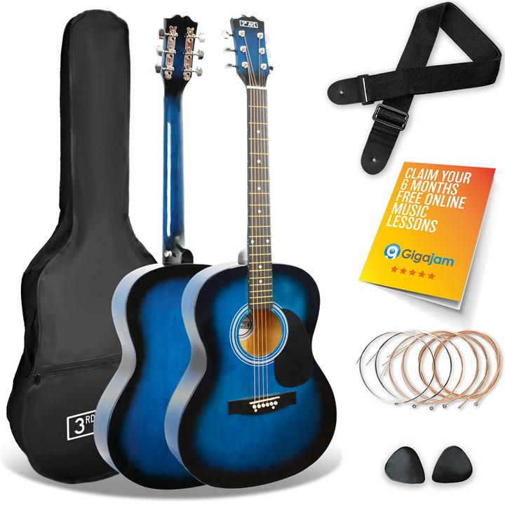 3Rd Avenue  Blue Full Size Acoustic Guitar Pack in Size 60cm, Sports Direct