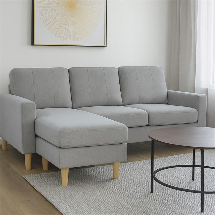 Aspire  Grey Pad Compact Sofa With Reversible Chaise, Sports Direct