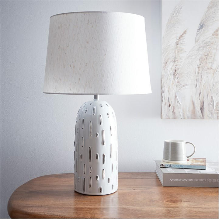 K Living  White Madrid Ceramic Table Lamp, Sports Direct