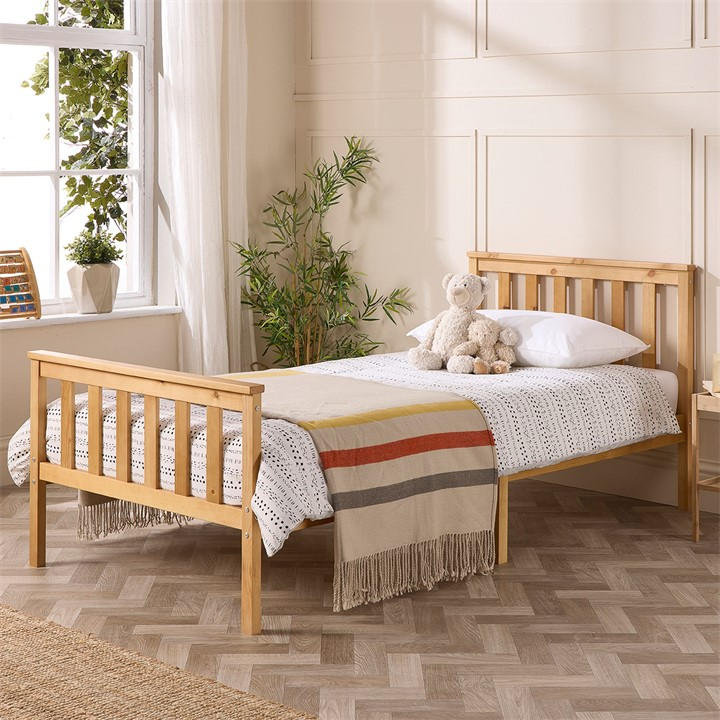 Aspire  Beige Atlantic Bed Frame In Natural in Size Double, Sports Direct