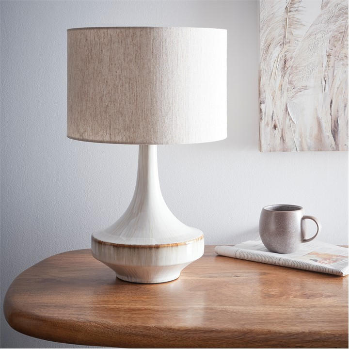 K Living  White Porto Ceramic Table Lamp, Sports Direct