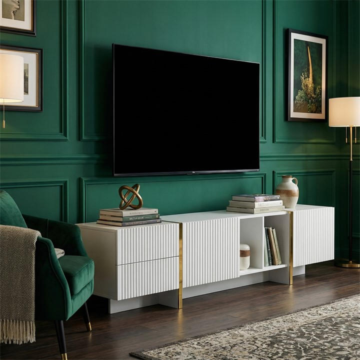 Urban Meuble  White Modern Tv Stand Sleek Style, Sports Direct