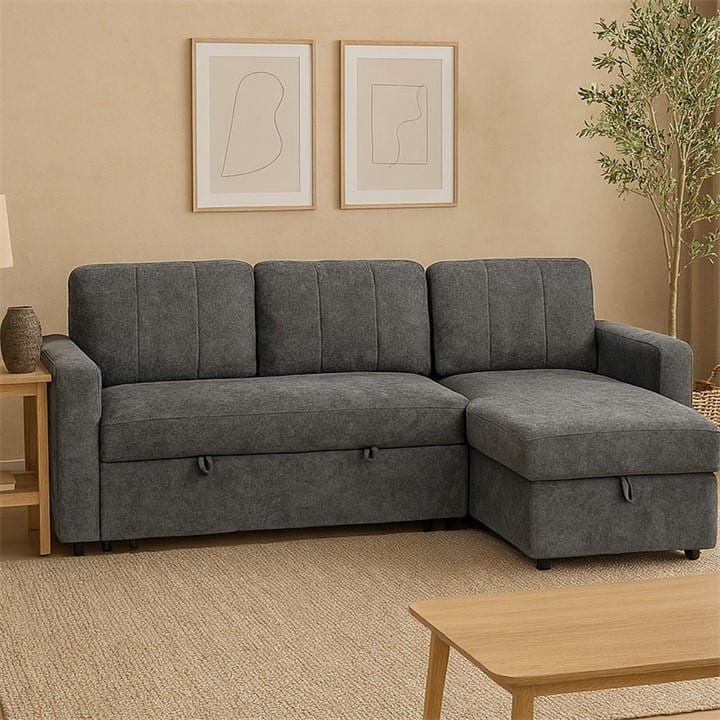 Aspire Grey Nexis Corner Sofa Bed With Storage, Chaise On The, Sports Direct