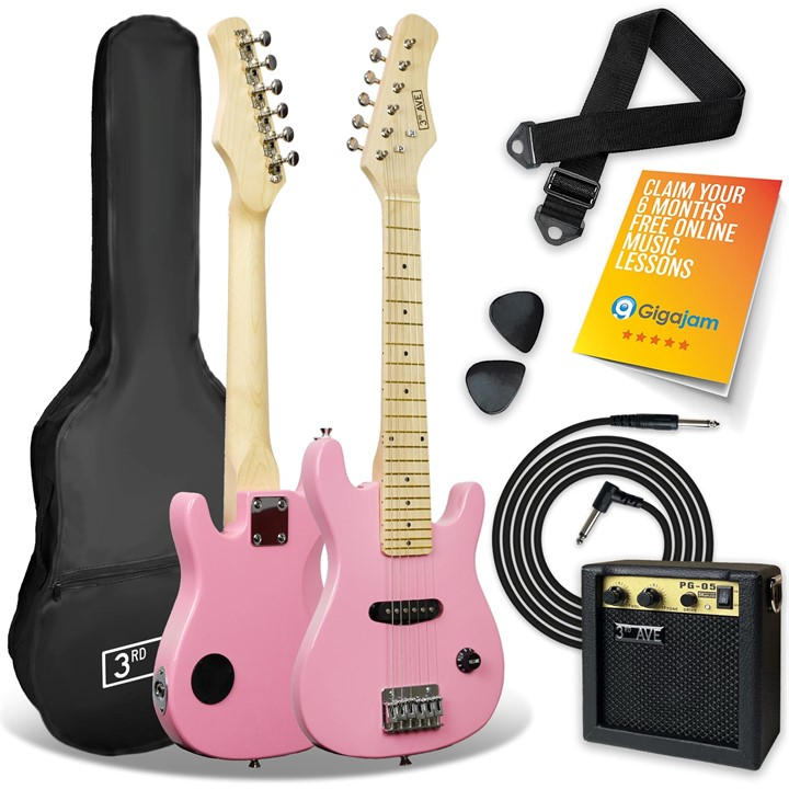 3Rd Avenue Electric Guitar Pack - Black & W Pink Junior - Image 4