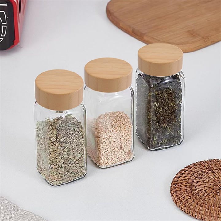 Life Ideas  Clear 24Pcs Glass Spice Jars With Bamboo Lids, Sports Direct