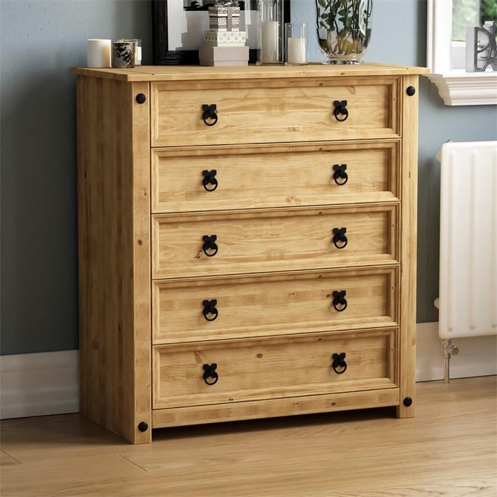 Lassic  Beige Vida Designs Corona Rustic  Chest in Size 5 Drawer, Sports Direct