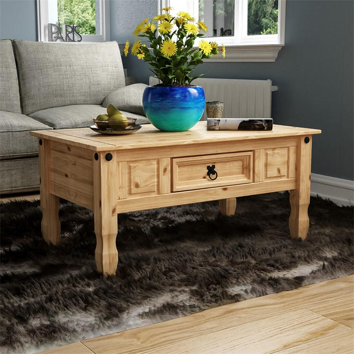 Lassic  Beige Vida Designs Corona 1 Drawer Coffee Table, Sports Direct
