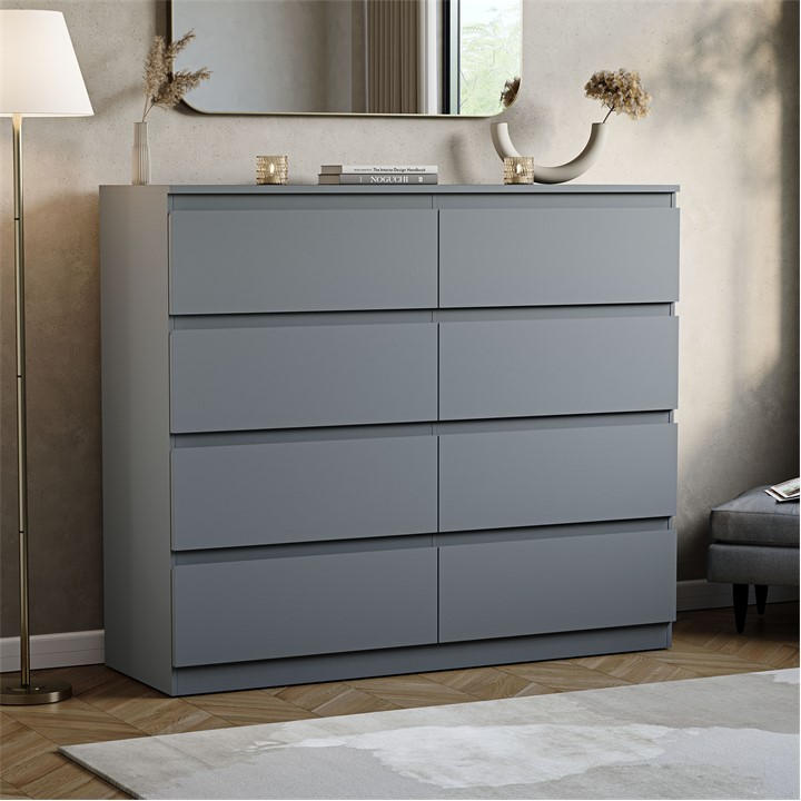 Lassic Vida Designs Denver 8 Drawer Chest - Grey