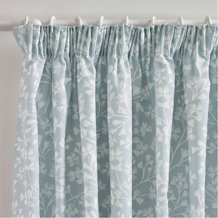 Catherine Lansfield  Blue Brooke Floral Lined Pencil Pleat Curtains in Size 66x72 Inch, Sports Direct