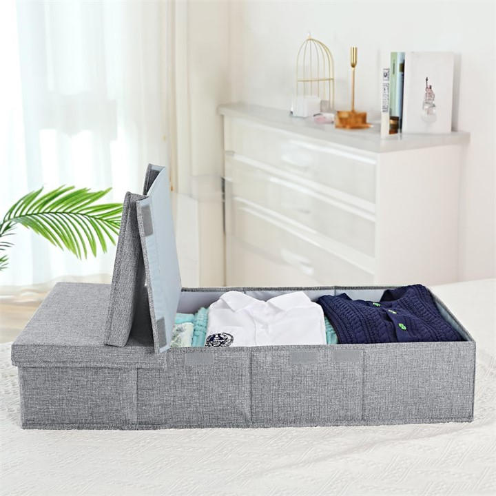 Life Ideas  Grey Under Bed Fabric Clothes Organizer With Lid, Sports Direct