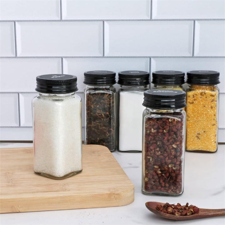 Life Ideas  Clear 24Pcs Glass Spice Jars With Metal Lids, Sports Direct