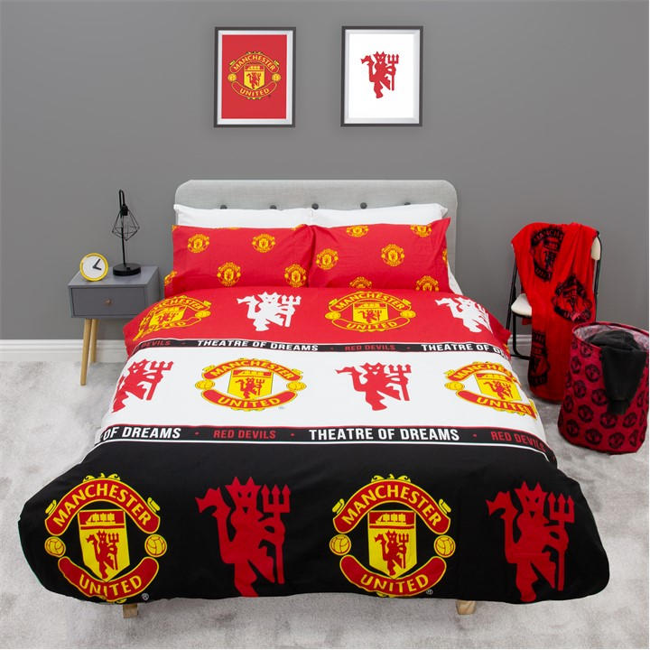 Manchester United Fc Unisex Kids Red Patch Double Rotary Duvet
