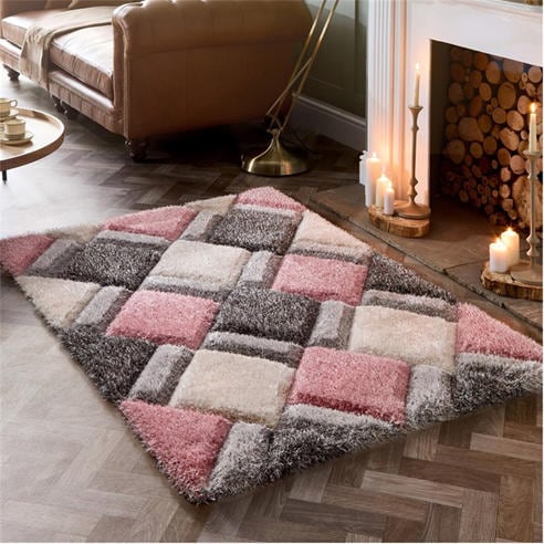 Origin Rugs - 3D GEO Shaggy Blush