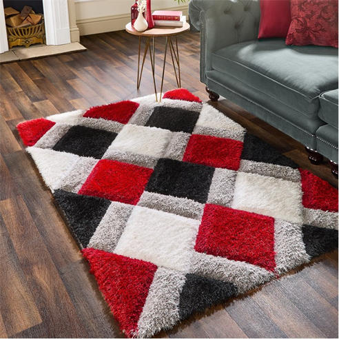 Origin Rugs - 3D GEO Shaggy Red