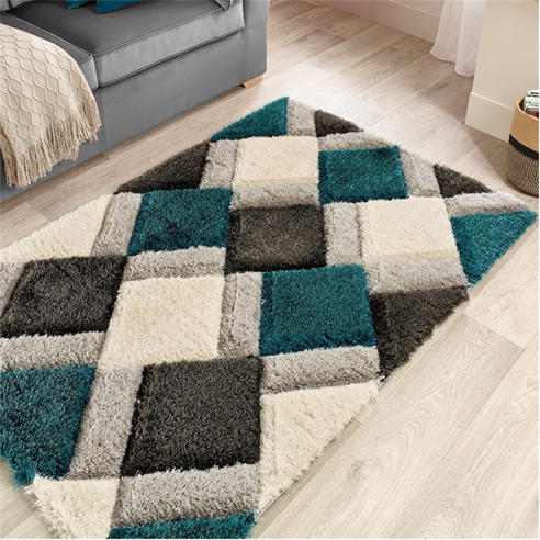 Origin Rugs - 3D GEO Shaggy Teal