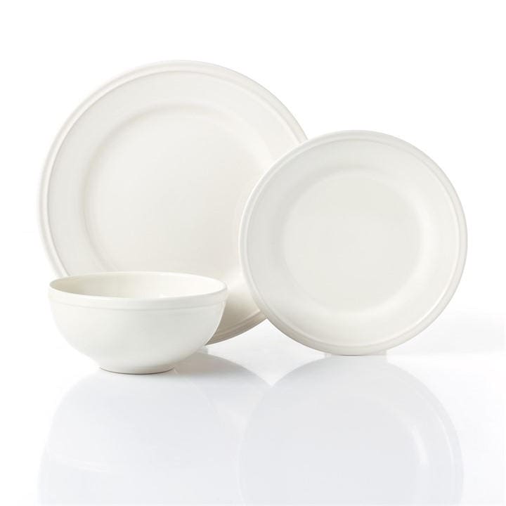 Waterside  Cream 12Pc Embossed Rim Dinner Set, Sports Direct