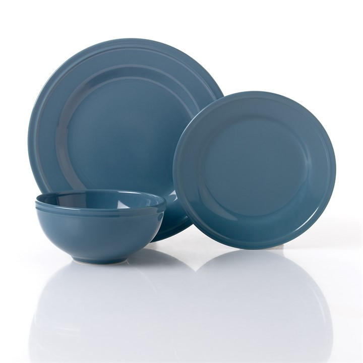 Waterside  None 12Pc Embossed Rim Dinner Set Teal, Sports Direct