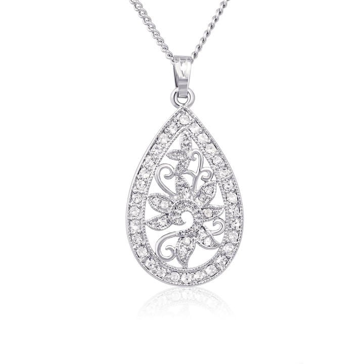 Espree Women's Silver Crystal Pendant, Sports Direct