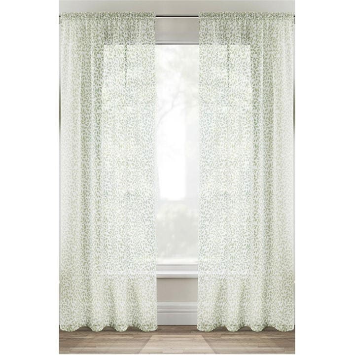 Tyrone Textiles  Green Willow Linen Look Leaf Print Panel - Pair in Size 140x229cm, Sports Direct