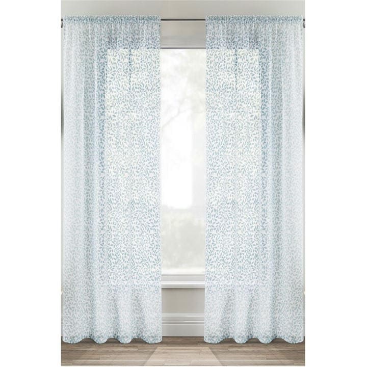 Tyrone Textiles  Blue Willow Linen Look Leaf Print Panel - Pair in Size 140x229cm, Sports Direct