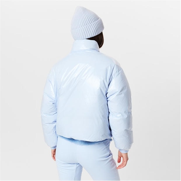 salt blue - SWEATY BETTY - Women's Snowfall High Shine Cropped Water Resistant PrimaLoft Long Sleeve Ski Jacket