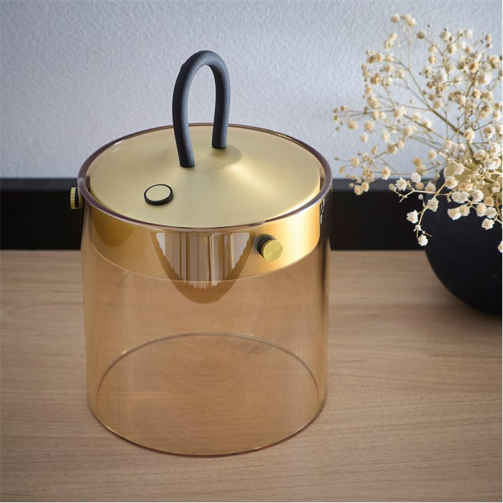 K Living  Brown Quito Small Rechargeable Led Antique Brass Lamp, Sports Direct