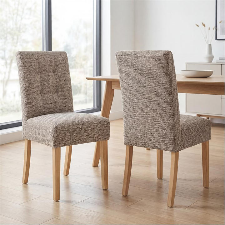 Shankar  Beige Set Of 2 Moseley Tweed Oatmeal Dining Chairs in Size 58×45×92cm, Sports Direct