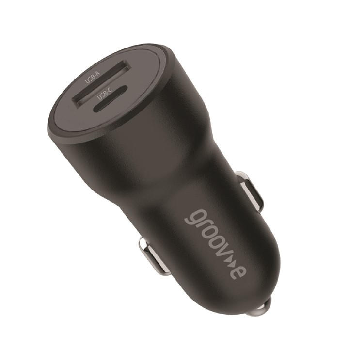 Groov-E Unisex Black Usb-C & Usb-A Car Charger 20W