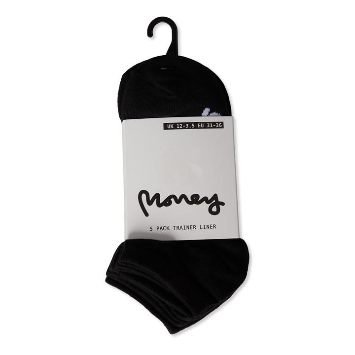 Money Girls Black Zena Trainers Socks in Size 1 - 6, Sports Direct