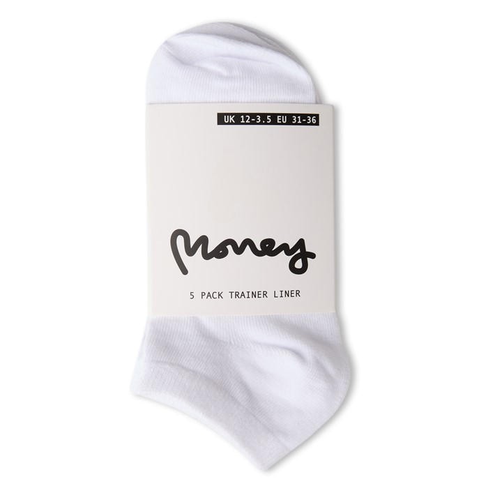 Money Girls White Tayla Trainers Socks in Size 1 - 6, Sports Direct