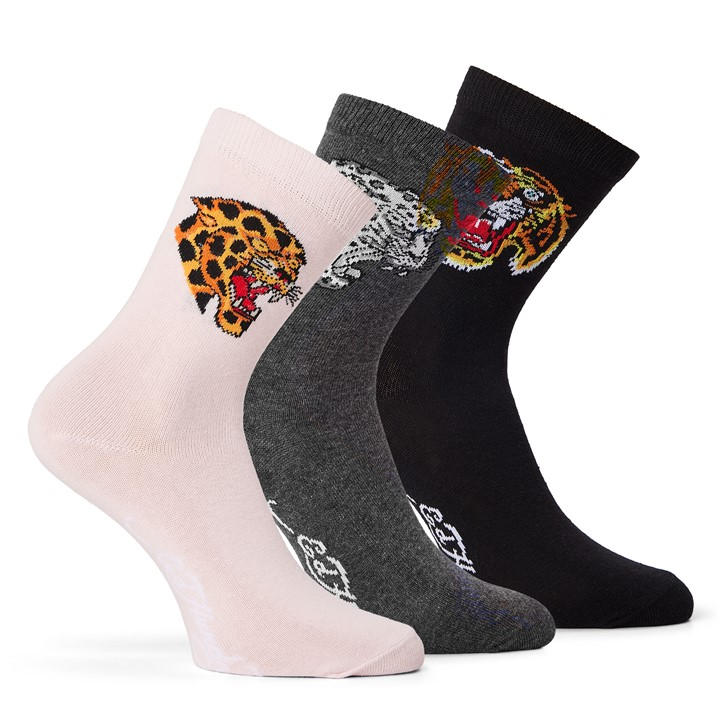 Ed Hardy Women's  3 Pack Dress Crew Socks in Size 4 -8, Sports Direct